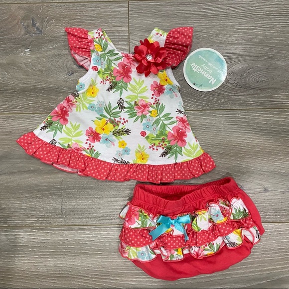 0-3 Month Baby Girl Matching Floral Set
